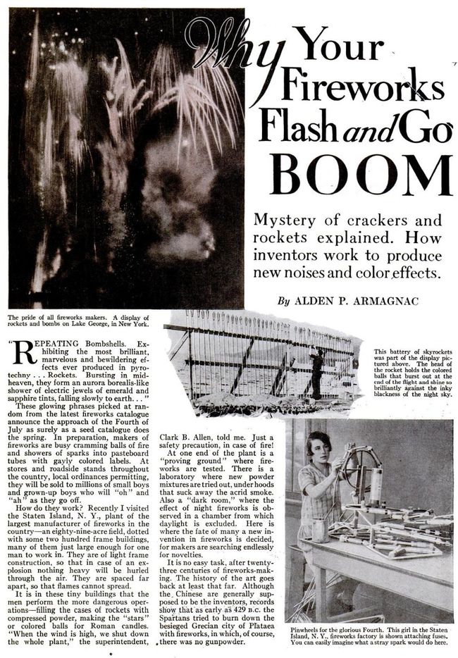 Popular science - Article sur le bruit des feux d'artifice, juillet 1930, Popular science