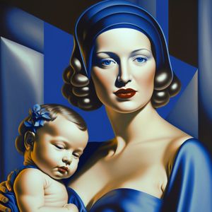 Femme en bleu avec enfant
