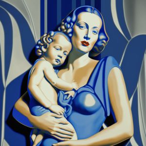 Femme en bleu avec enfant