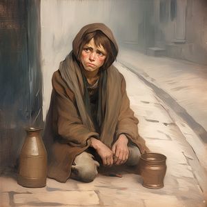 Peinture - Jeune mendiant