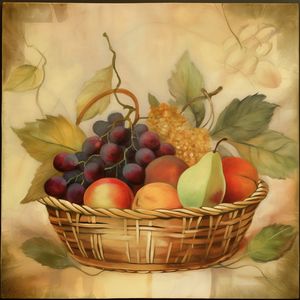 Peinture - Panier de fruits