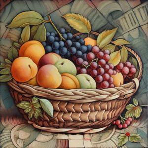 Peinture - Panier de fruits