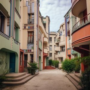 Rue remplie de maisons en France