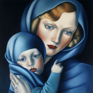 Tara de Lempicka - Femme en bleu avec enfant