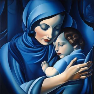 Tara de Lempicka - Femme en bleu avec enfant
