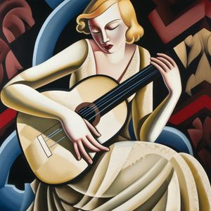 Tara de Lempicka - Femme jouant de la guitare