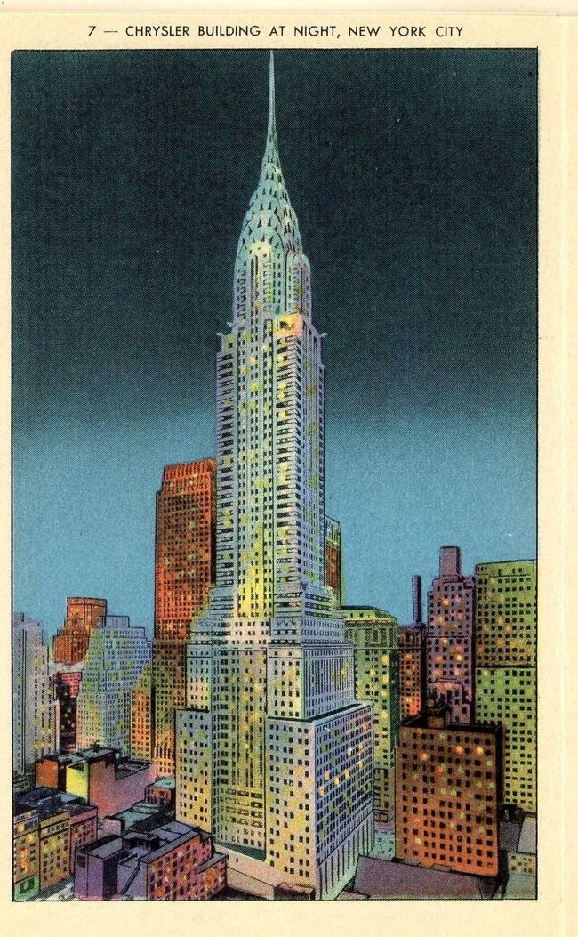 Carte postale de New-York - Chrystler building, de nuit