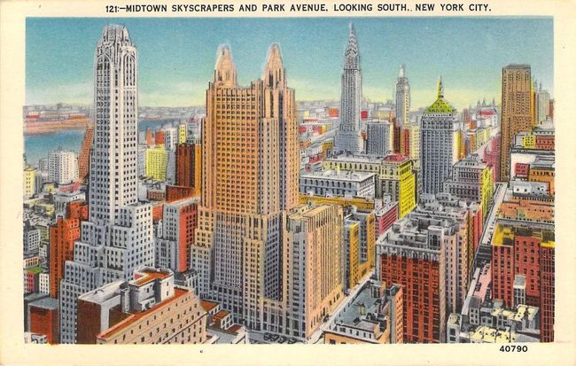 Carte postale de New-York - Midtown skyscrapers and Park avenue, looking south