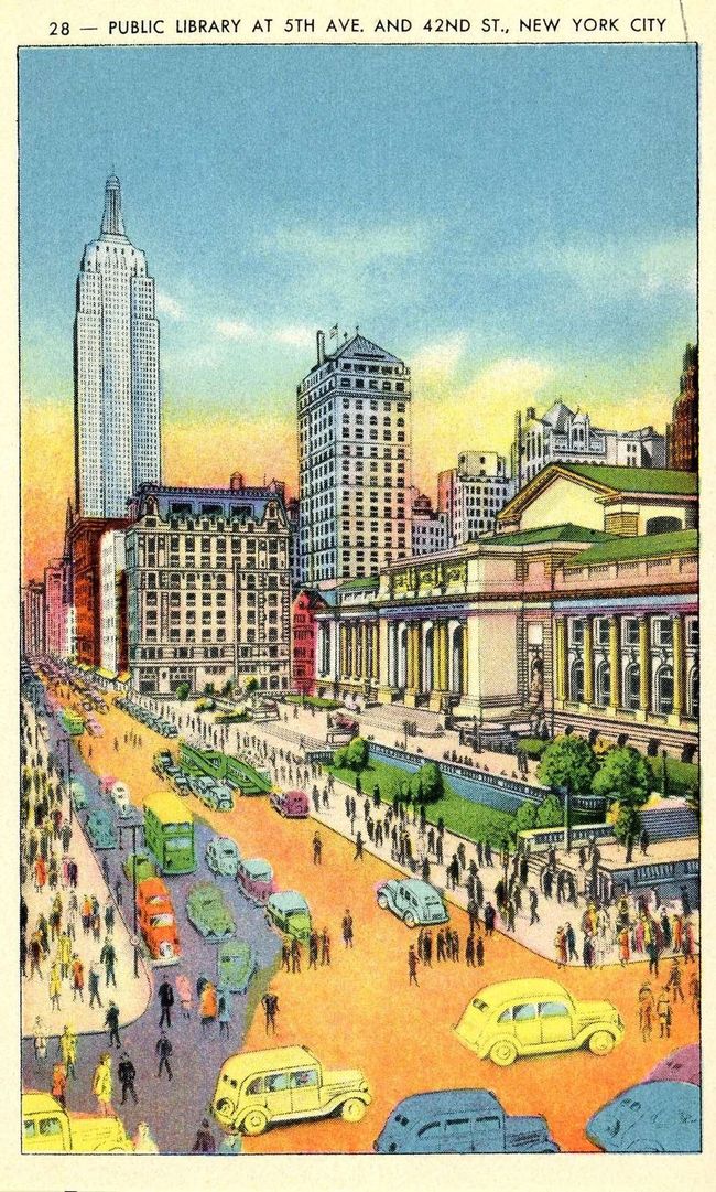Carte postale de New-York - Public library at 5th avenue and 45nd street