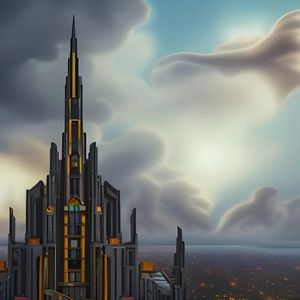Art deco city in the clouds