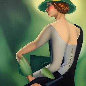 beautiful-young-woman-in-a-fancy-green-dress-with-a-big-white-hat-style-tamara-de-lempicka1