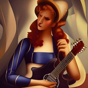 woman-in-a-fancy-dress-playing-the-guitar-style-tamara-de-lempicka3